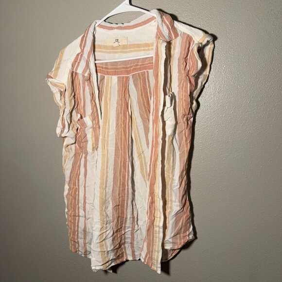 Thread & Supply linen top - white/tan/pink stripes - Picture 1 of 9